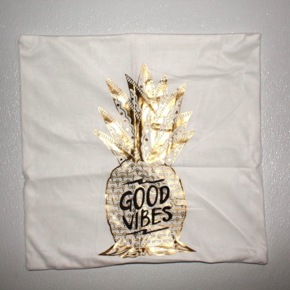 Modern 3 Piece Set Lot of Gold Lame Pillow Cases Of Self Love Verbiage 17" X 17" - Picture 3 of 9
